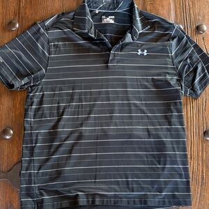 Under Armour Men's Polo in Black with Stripes